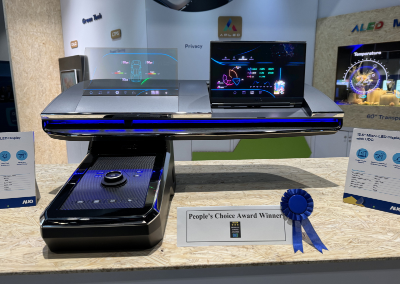 世界杯下单平台网站官网车用Micro LED Display HMI解决方案获&rdquo;最佳车用显示奖&rdquo;，以用户为中心开发，针对前座驾驶与乘客设计兼具娱乐与安全的高画质屏幕，包含车舱前座的Micro LED透明屏幕及全球首款内建镜头的智慧Micro LED显示器